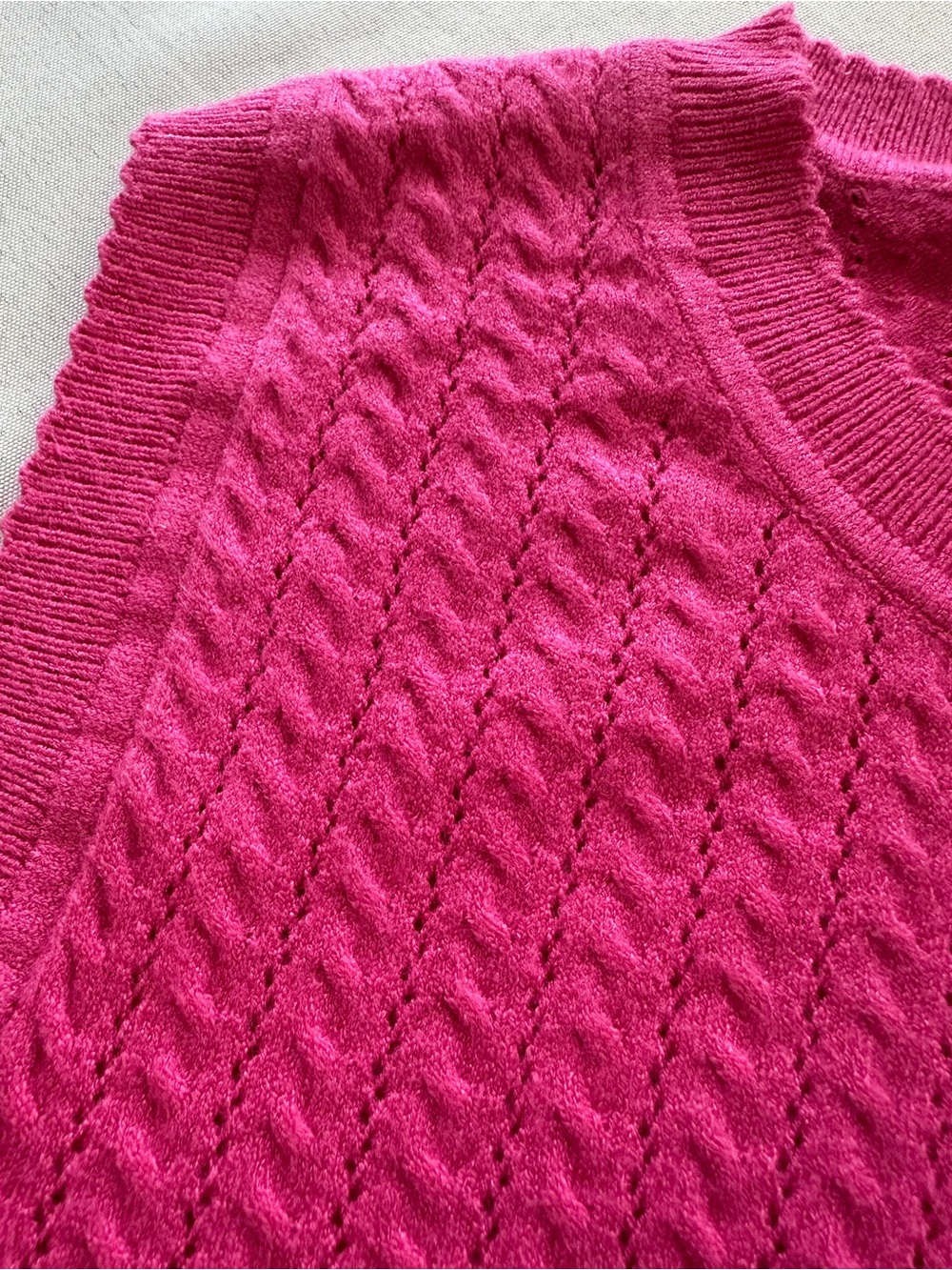 Sleeveless Pink Cable Knit Sweater, Free Assembly NWT S, crewneck pullover - Picture 7 of 8